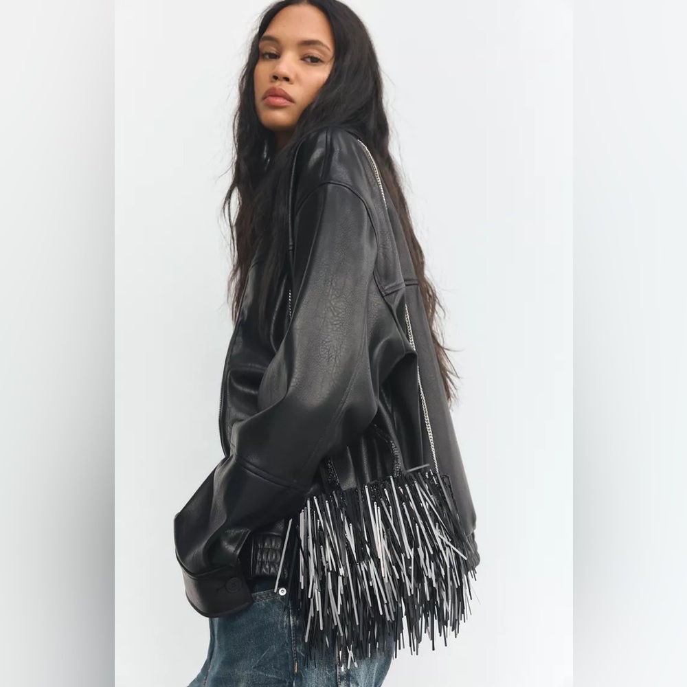 Zara Black Fringe Shoulder Bag